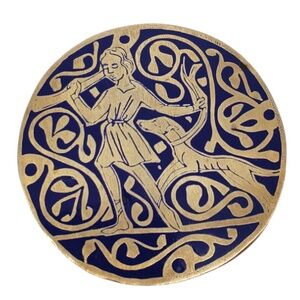 M.M.A. Sterling  Silver Blue Enamel Boy and Dog Pendant Brooch #20357
